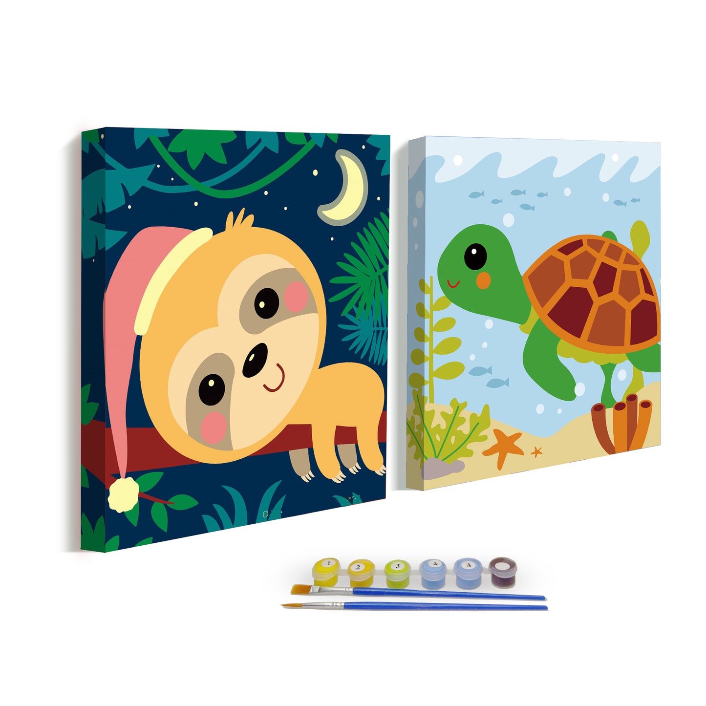 Kits de peinture par numéros ColorOki « Tortue et Paresseux »
