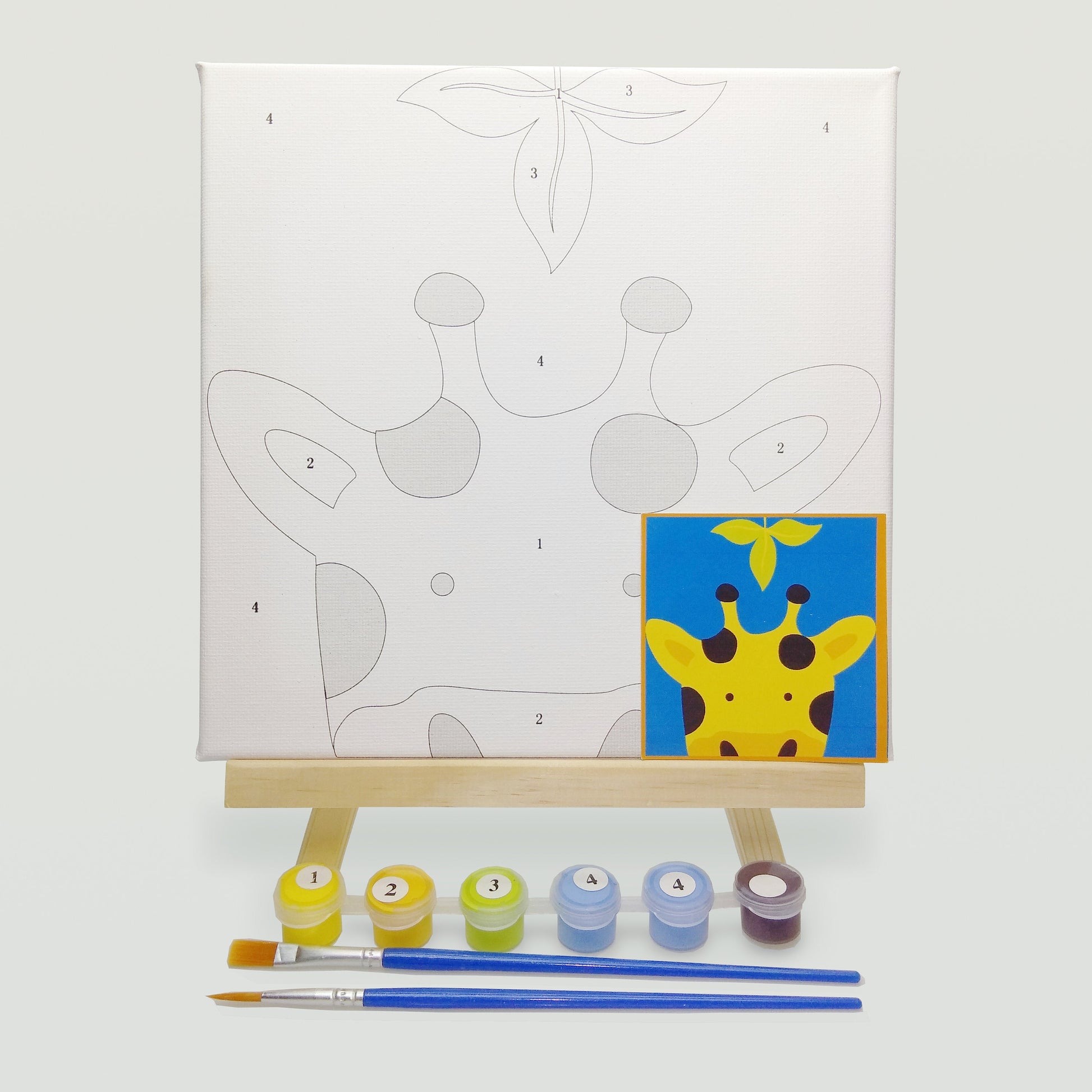 Kit de peinture par numéros pour enfants, lot de 2, peinture à l'huile par  numéros pour enfants, peinture sur toile encadrée 20,3 x 20,3 cm. Animal